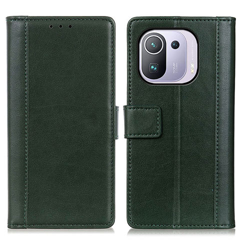 Funda de Cuero Cartera con Soporte Carcasa N02P para Xiaomi Mi 11 Pro 5G Verde