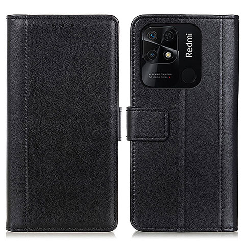 Funda de Cuero Cartera con Soporte Carcasa N02P para Xiaomi Redmi 10 India Negro