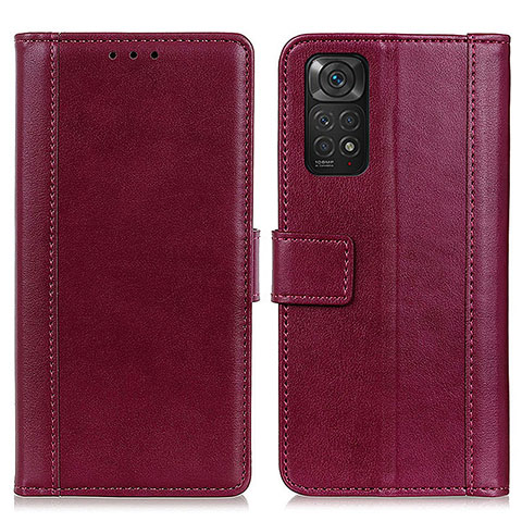 Funda de Cuero Cartera con Soporte Carcasa N02P para Xiaomi Redmi Note 11 4G (2022) Rojo