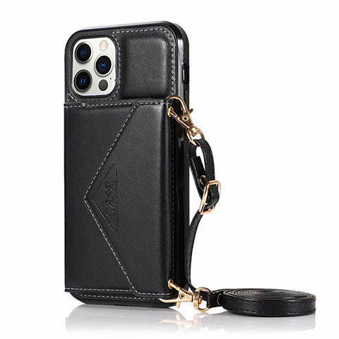 Funda de Cuero Cartera con Soporte Carcasa N03 para Apple iPhone 12 Pro Max Negro