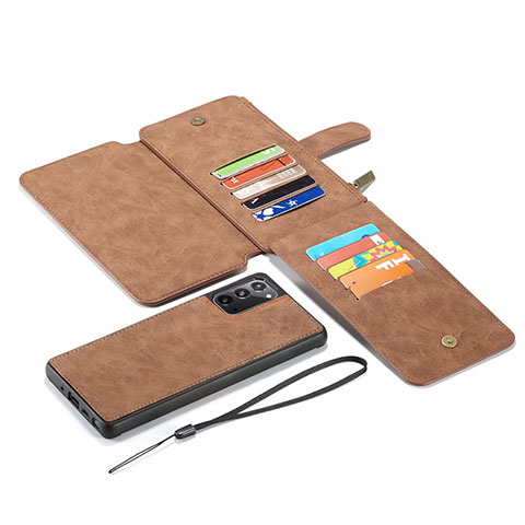 Funda de Cuero Cartera con Soporte Carcasa N03 para Samsung Galaxy Note 20 5G Marron