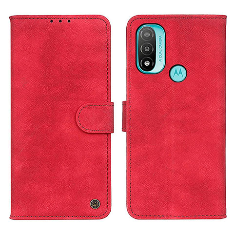 Funda de Cuero Cartera con Soporte Carcasa N03P para Motorola Moto E20 Rojo