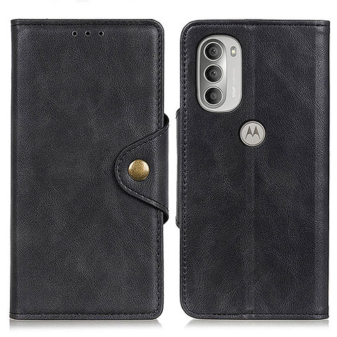 Funda de Cuero Cartera con Soporte Carcasa N03P para Motorola Moto G51 5G Negro