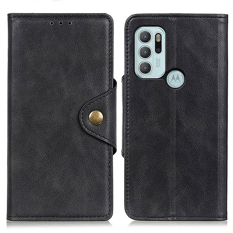 Funda de Cuero Cartera con Soporte Carcasa N03P para Motorola Moto G60s Negro