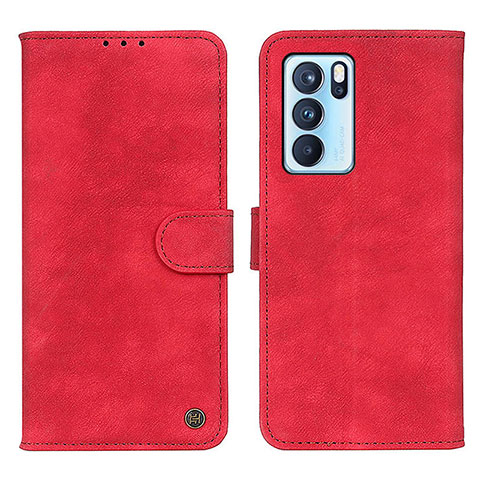 Funda de Cuero Cartera con Soporte Carcasa N03P para Oppo Reno6 Pro 5G India Rojo