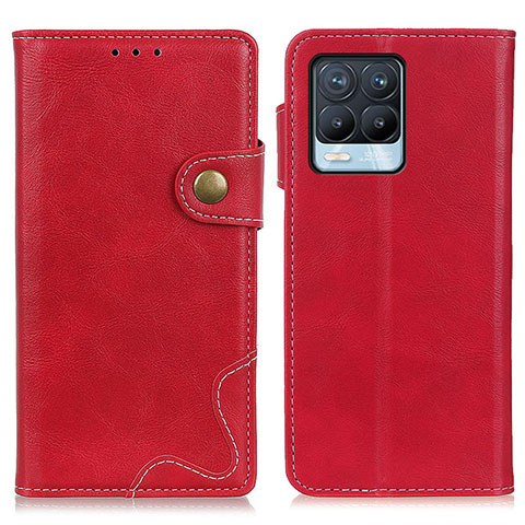 Funda de Cuero Cartera con Soporte Carcasa N03P para Realme 8 4G Rojo