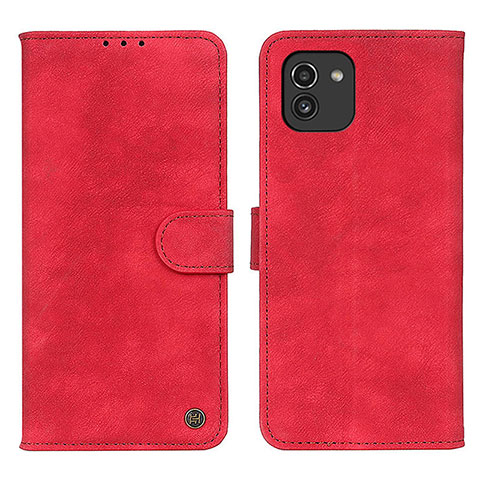 Funda de Cuero Cartera con Soporte Carcasa N03P para Samsung Galaxy A03 Rojo