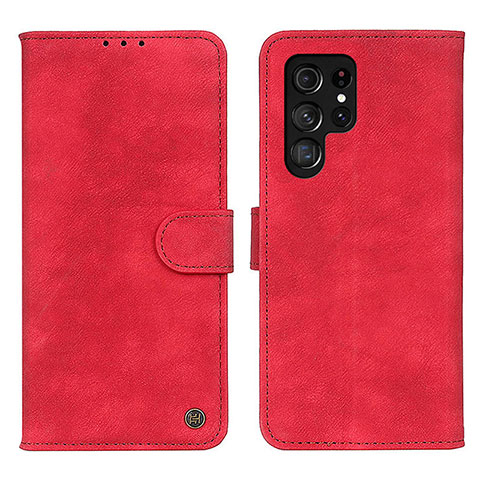 Funda de Cuero Cartera con Soporte Carcasa N03P para Samsung Galaxy S21 Ultra 5G Rojo