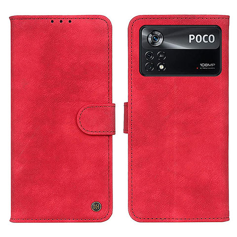 Funda de Cuero Cartera con Soporte Carcasa N03P para Xiaomi Poco X4 Pro 5G Rojo