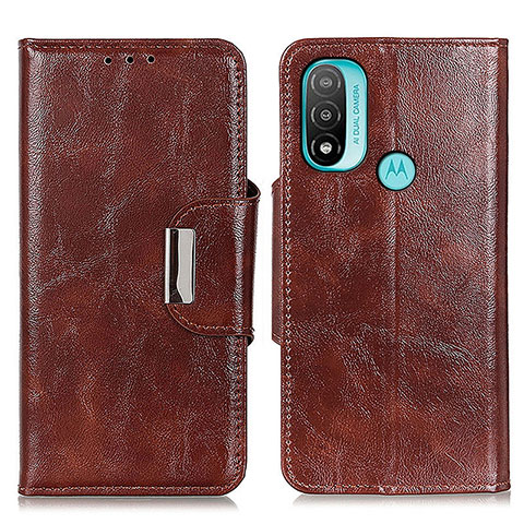 Funda de Cuero Cartera con Soporte Carcasa N04P para Motorola Moto E20 Marron