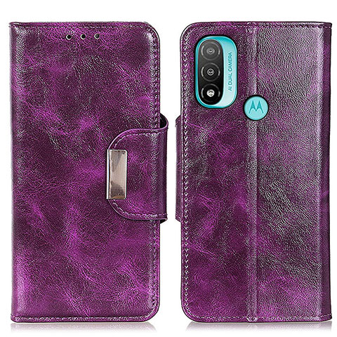 Funda de Cuero Cartera con Soporte Carcasa N04P para Motorola Moto E20 Morado