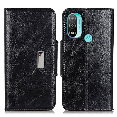 Funda de Cuero Cartera con Soporte Carcasa N04P para Motorola Moto E20 Negro