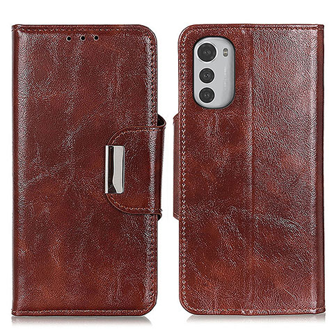 Funda de Cuero Cartera con Soporte Carcasa N04P para Motorola Moto E32 Marron