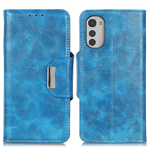 Funda de Cuero Cartera con Soporte Carcasa N04P para Motorola Moto E32s Azul Cielo