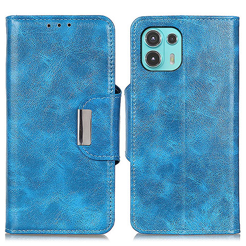 Funda de Cuero Cartera con Soporte Carcasa N04P para Motorola Moto Edge 20 Lite 5G Azul Cielo