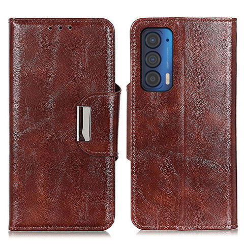 Funda de Cuero Cartera con Soporte Carcasa N04P para Motorola Moto Edge (2021) 5G Marron