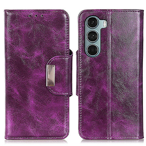 Funda de Cuero Cartera con Soporte Carcasa N04P para Motorola Moto G200 5G Morado