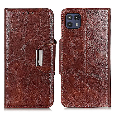 Funda de Cuero Cartera con Soporte Carcasa N04P para Motorola Moto G50 5G Marron