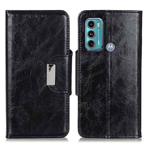 Funda de Cuero Cartera con Soporte Carcasa N04P para Motorola Moto G60 Negro