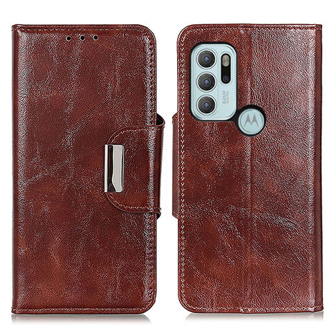 Funda de Cuero Cartera con Soporte Carcasa N04P para Motorola Moto G60s Marron