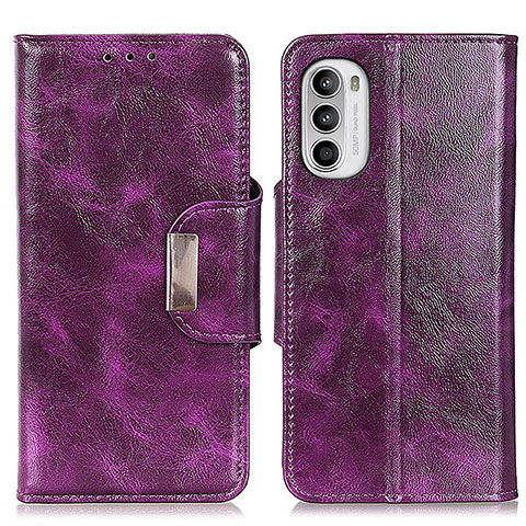 Funda de Cuero Cartera con Soporte Carcasa N04P para Motorola Moto G71s 5G Morado