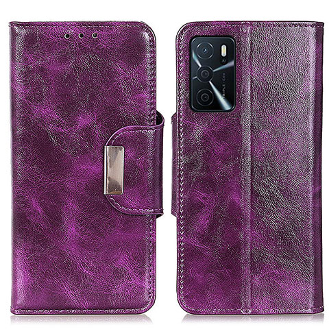 Funda de Cuero Cartera con Soporte Carcasa N04P para Oppo A16 Morado