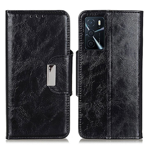 Funda de Cuero Cartera con Soporte Carcasa N04P para Oppo A16 Negro