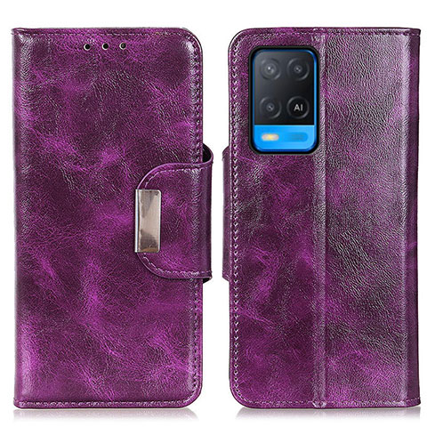 Funda de Cuero Cartera con Soporte Carcasa N04P para Oppo A54 4G Morado