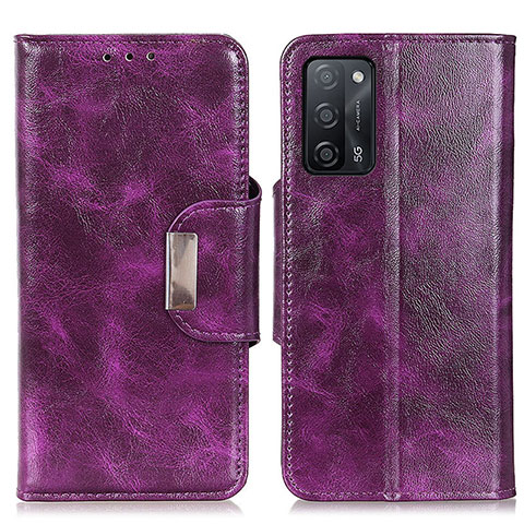 Funda de Cuero Cartera con Soporte Carcasa N04P para Oppo A55 5G Morado