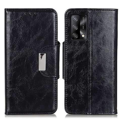 Funda de Cuero Cartera con Soporte Carcasa N04P para Oppo F19 Negro