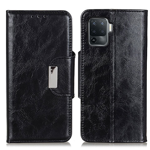 Funda de Cuero Cartera con Soporte Carcasa N04P para Oppo F19 Pro Negro