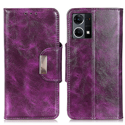 Funda de Cuero Cartera con Soporte Carcasa N04P para Oppo F21 Pro 4G Morado