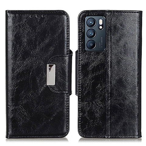 Funda de Cuero Cartera con Soporte Carcasa N04P para Oppo Reno6 5G Negro