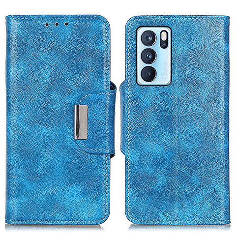 Funda de Cuero Cartera con Soporte Carcasa N04P para Oppo Reno6 Pro 5G India Azul Cielo