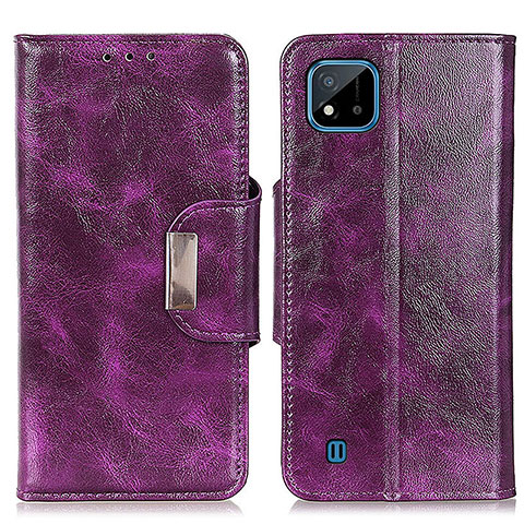 Funda de Cuero Cartera con Soporte Carcasa N04P para Realme C20A Morado