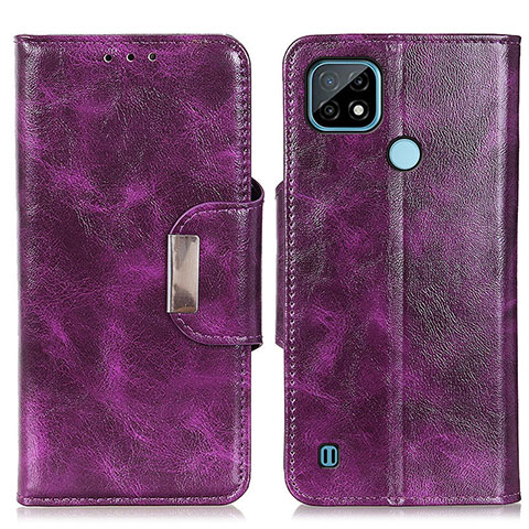 Funda de Cuero Cartera con Soporte Carcasa N04P para Realme C21 Morado