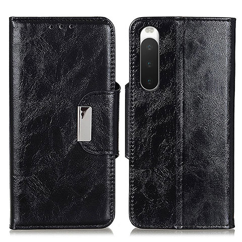 Funda de Cuero Cartera con Soporte Carcasa N04P para Sony Xperia 10 V Negro