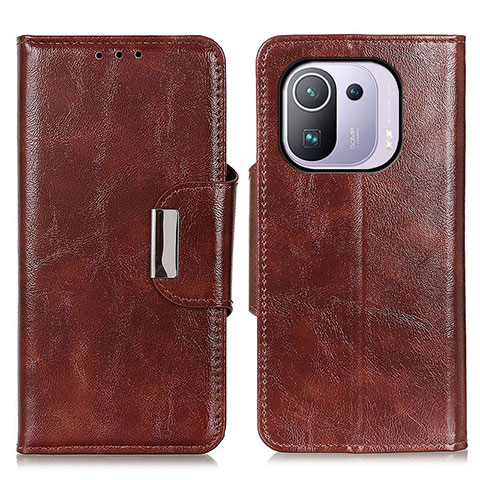 Funda de Cuero Cartera con Soporte Carcasa N04P para Xiaomi Mi 11 Pro 5G Marron