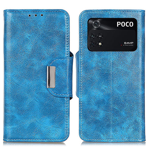 Funda de Cuero Cartera con Soporte Carcasa N04P para Xiaomi Poco M4 Pro 4G Azul Cielo