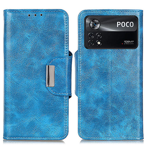 Funda de Cuero Cartera con Soporte Carcasa N04P para Xiaomi Poco X4 Pro 5G Azul Cielo