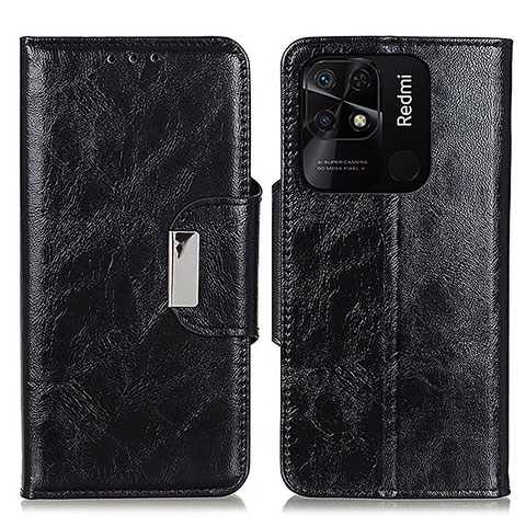 Funda de Cuero Cartera con Soporte Carcasa N04P para Xiaomi Redmi 10 India Negro