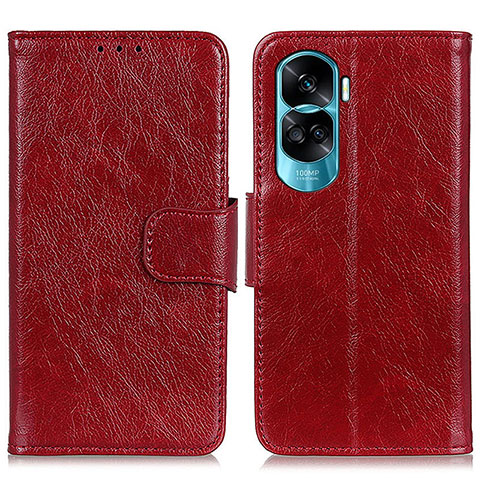 Funda de Cuero Cartera con Soporte Carcasa N05P para Huawei Honor 90 Lite 5G Rojo