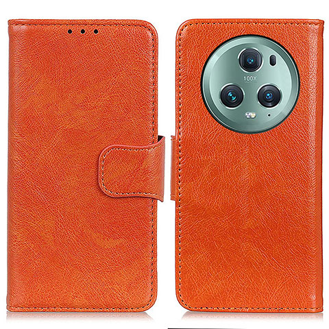 Funda de Cuero Cartera con Soporte Carcasa N05P para Huawei Honor Magic5 Pro 5G Naranja