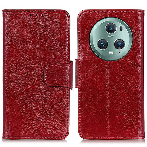 Funda de Cuero Cartera con Soporte Carcasa N05P para Huawei Honor Magic5 Pro 5G Rojo