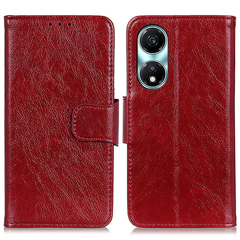 Funda de Cuero Cartera con Soporte Carcasa N05P para Huawei Honor X5 Plus Rojo