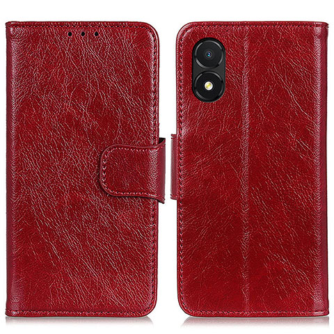 Funda de Cuero Cartera con Soporte Carcasa N05P para Huawei Honor X5 Rojo