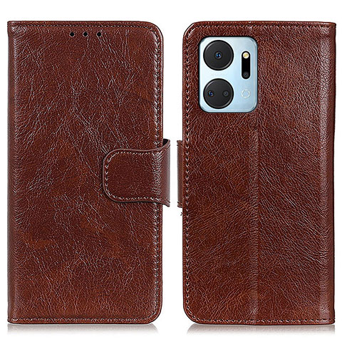 Funda de Cuero Cartera con Soporte Carcasa N05P para Huawei Honor X7a Marron