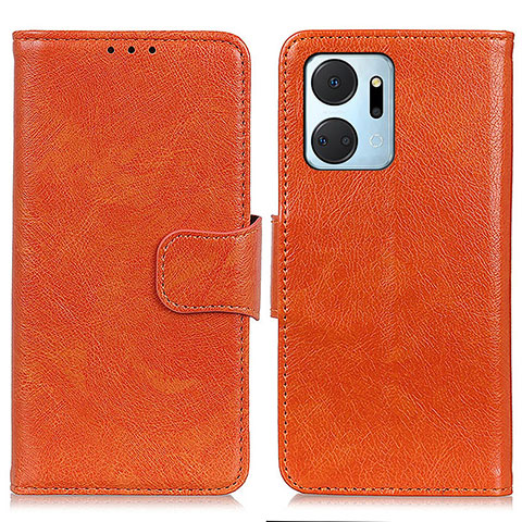 Funda de Cuero Cartera con Soporte Carcasa N05P para Huawei Honor X7a Naranja