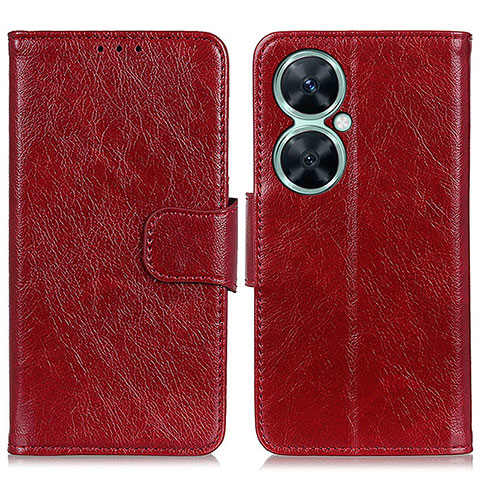 Funda de Cuero Cartera con Soporte Carcasa N05P para Huawei Nova 11i Rojo