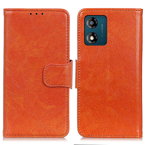 Funda de Cuero Cartera con Soporte Carcasa N05P para Motorola Moto E13 Naranja